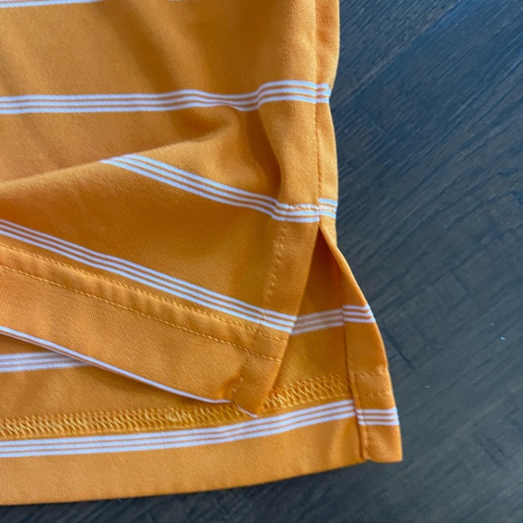ADIDAS PureMotion Performance Orange White Stripe Golf Polo Moisture Wicking L - Picture 6 of 10